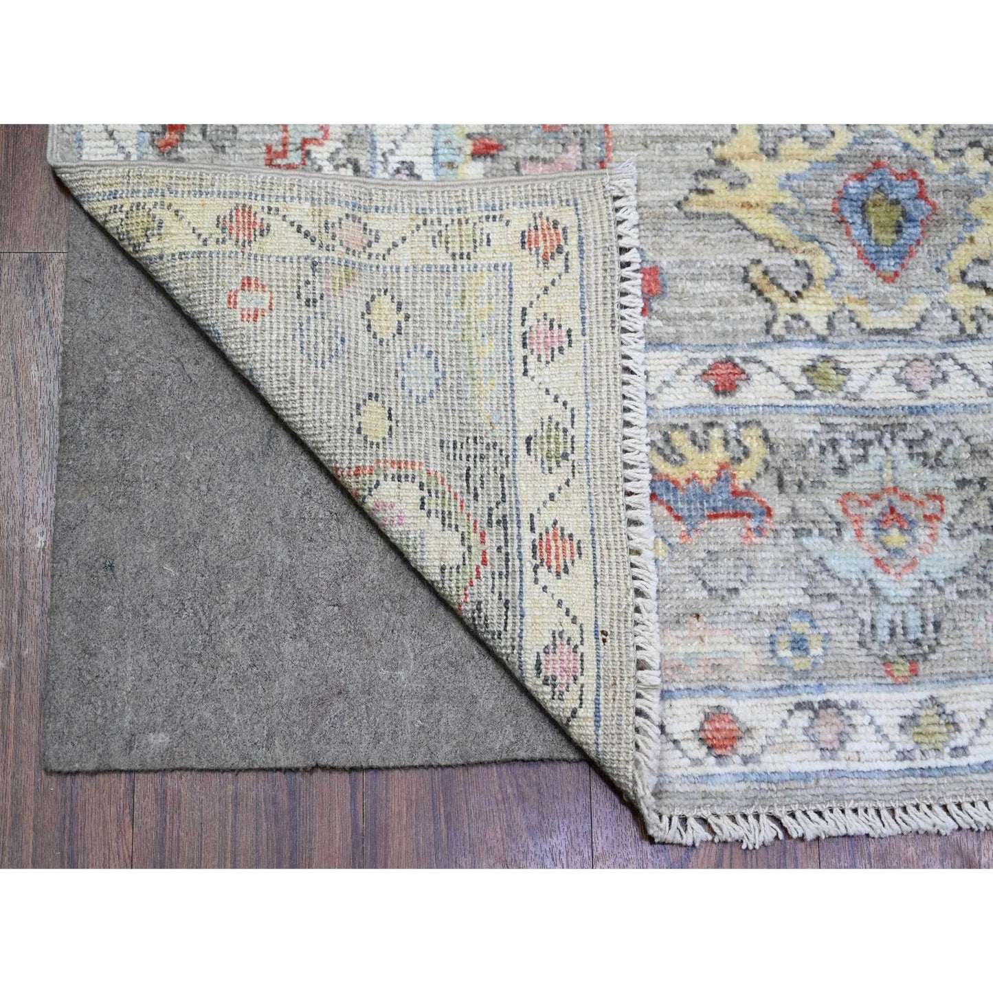 6'1"X9' Cloud Gray Afghan Angora Oushak Soft Wool Hand Knotted Rug