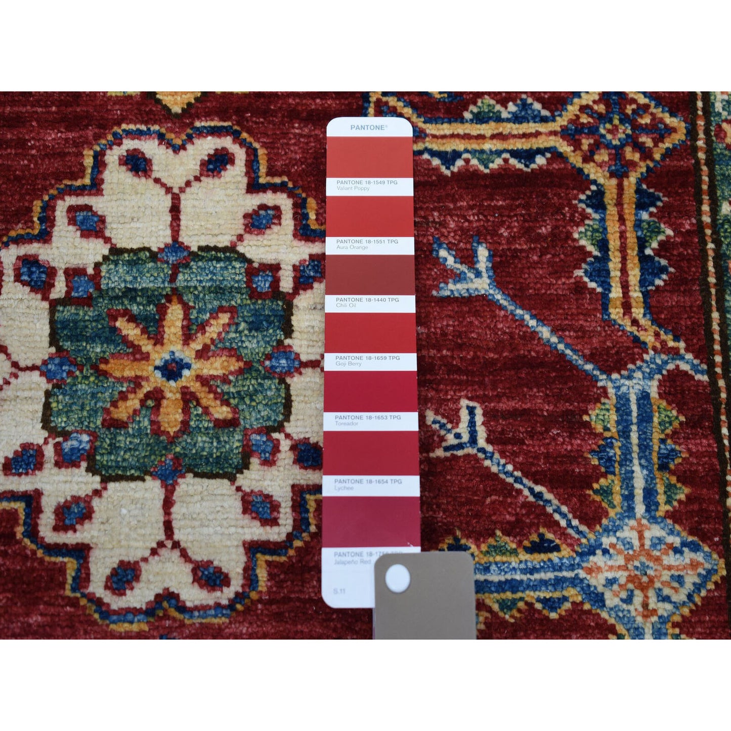 3'5"X19'3" Red Super Kazak Geometric Design Hand-Knotted Xl Runner Rug