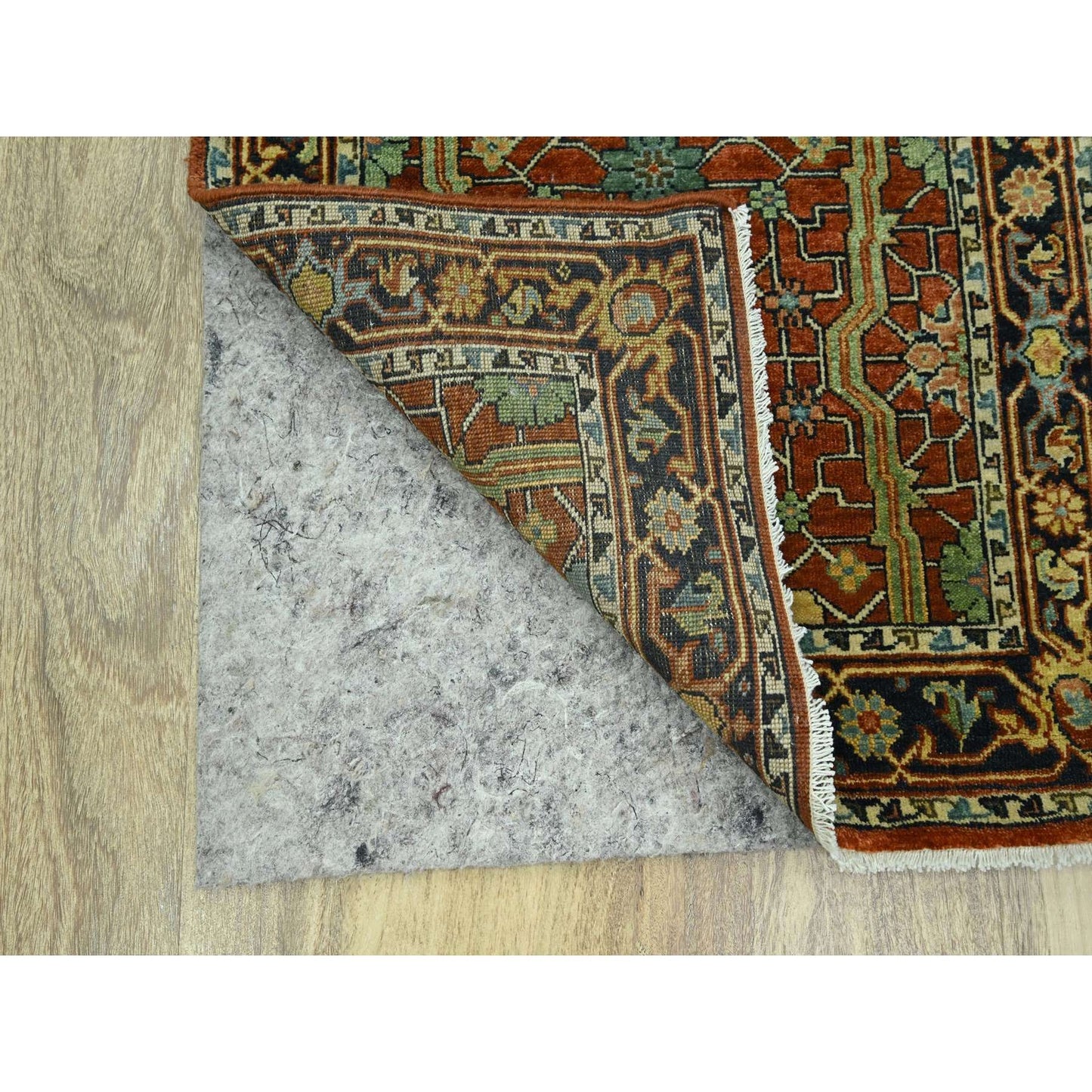 2'6"X12' Auburn Red Heris All Over Design Hand Knotted Wool Runner Rug