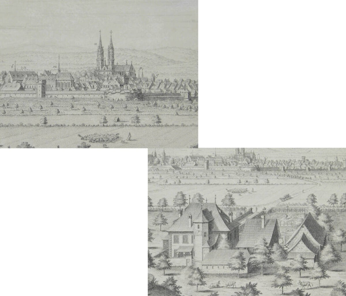 Emanuel Bchel & Johann Martin Weis Etching Print 'View Of Basel', Framed