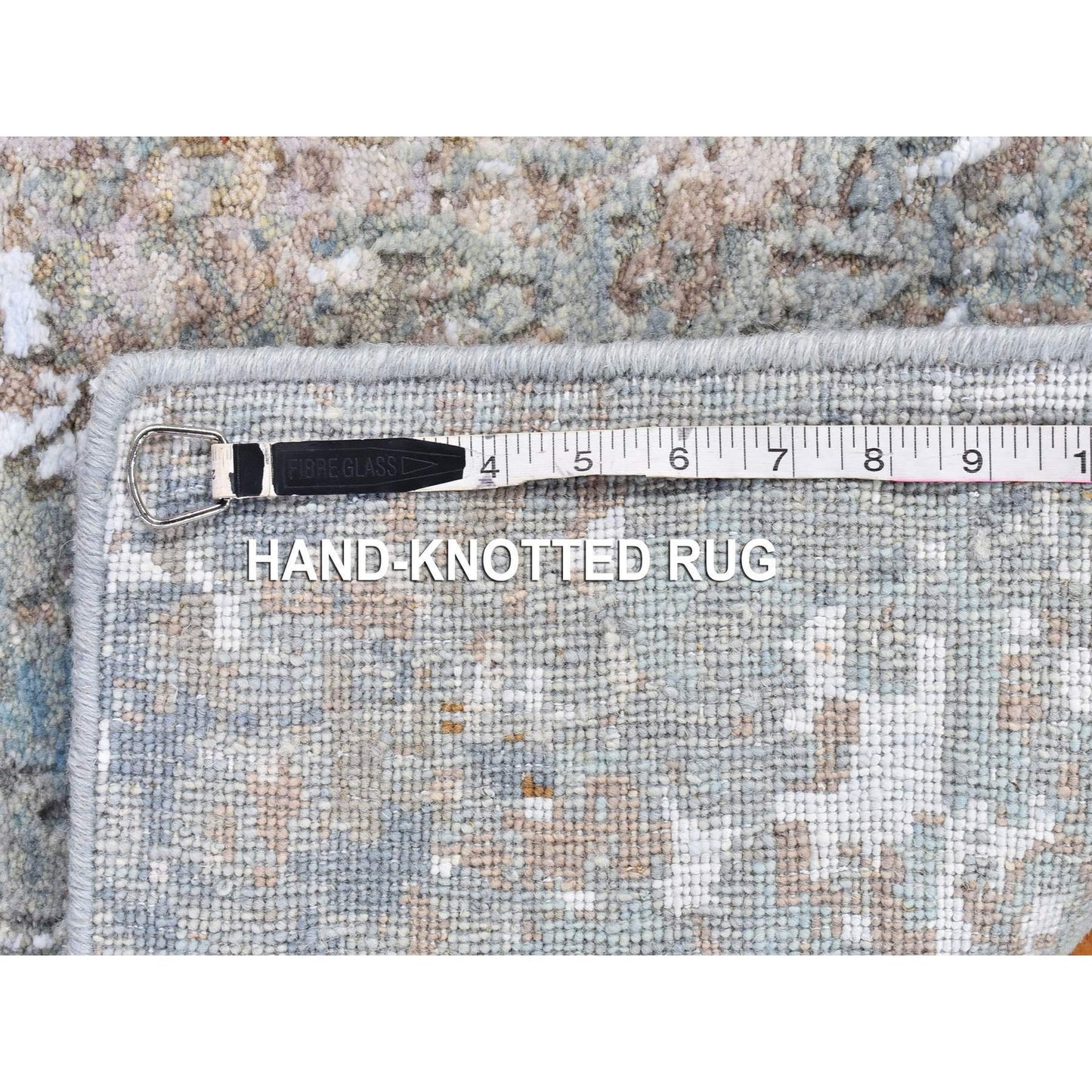 3'2"X5'5" Hi-Low Pile Abstract Design Wool Hand Knotted Rug