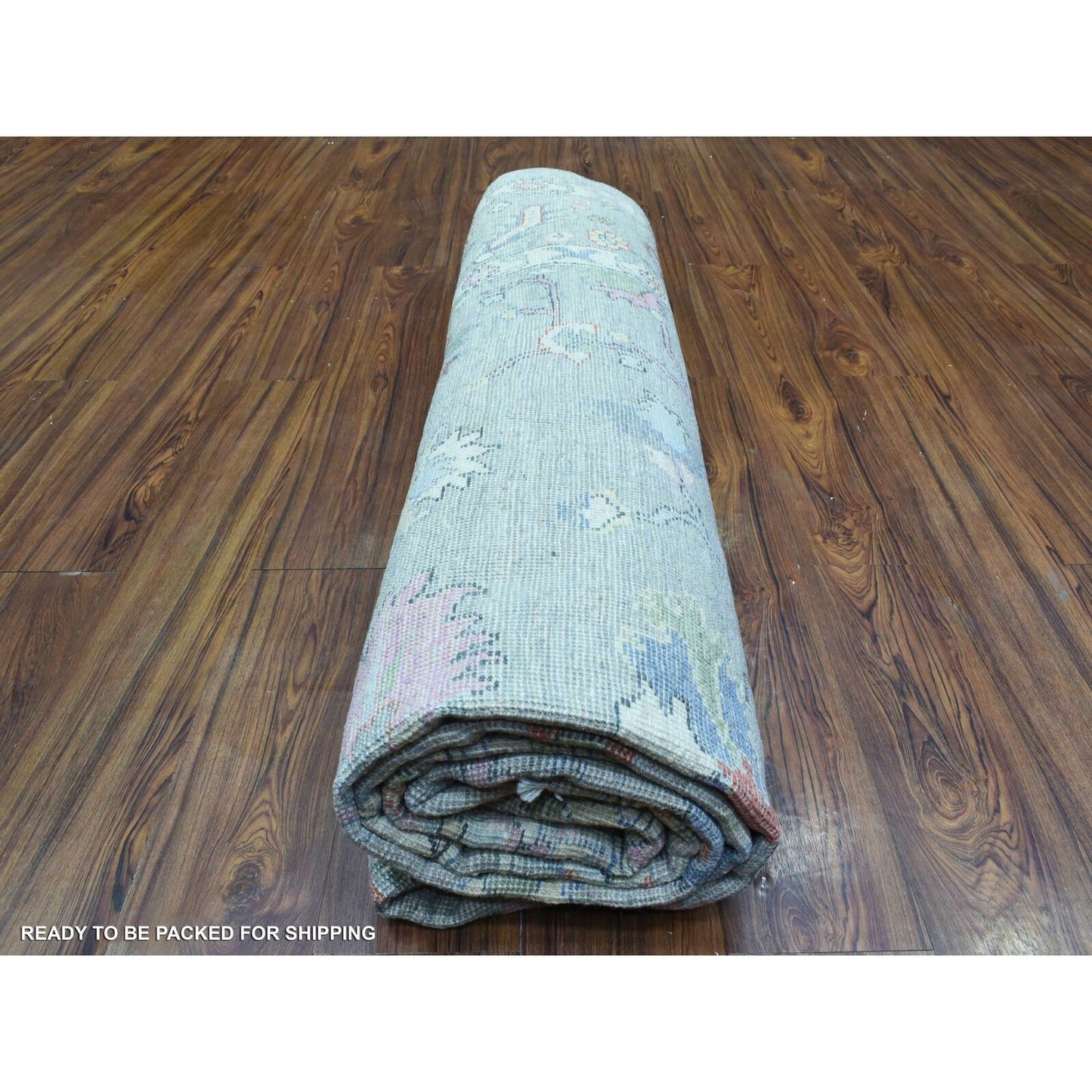 8'1"X10'1" Light Gray Hand Knotted Afghan Angora Oushak Soft Wool Rug