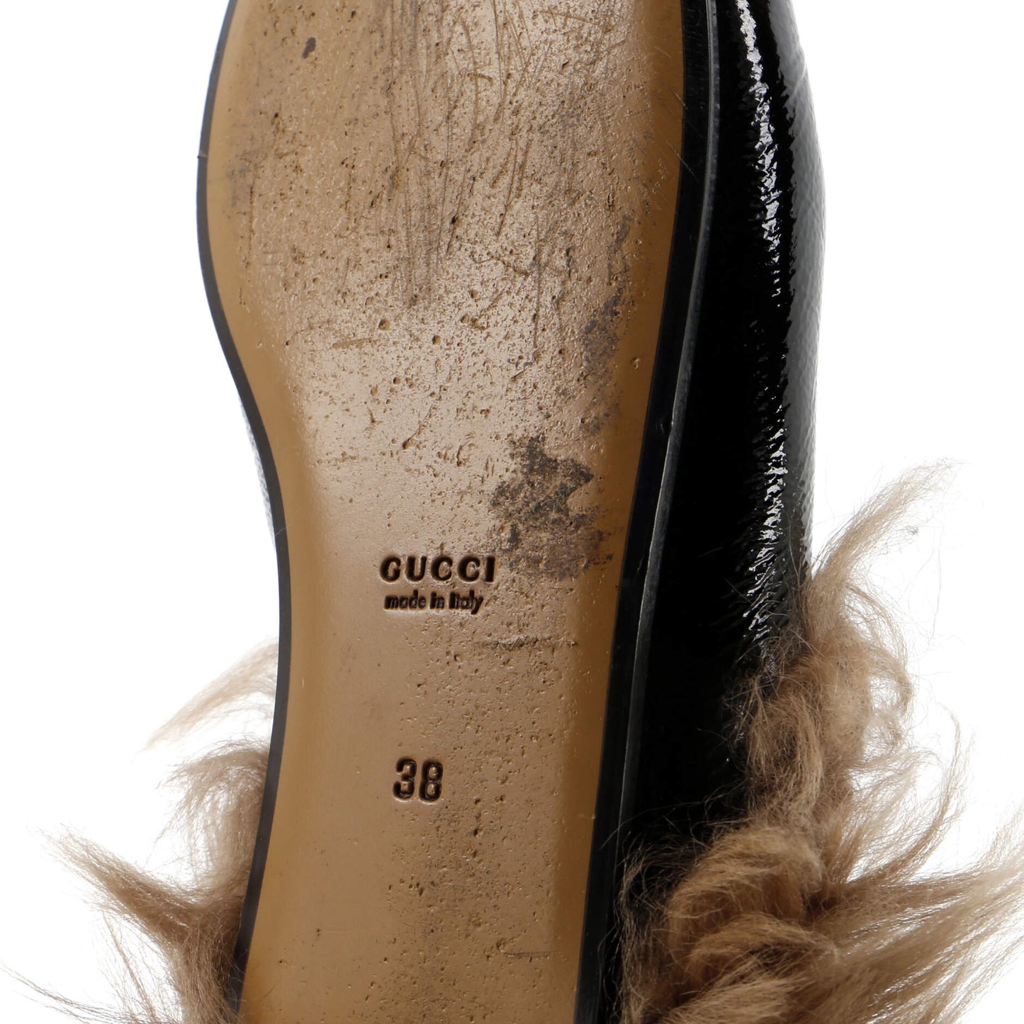 Gucci Women'S Princetown Mules Patent With Fur