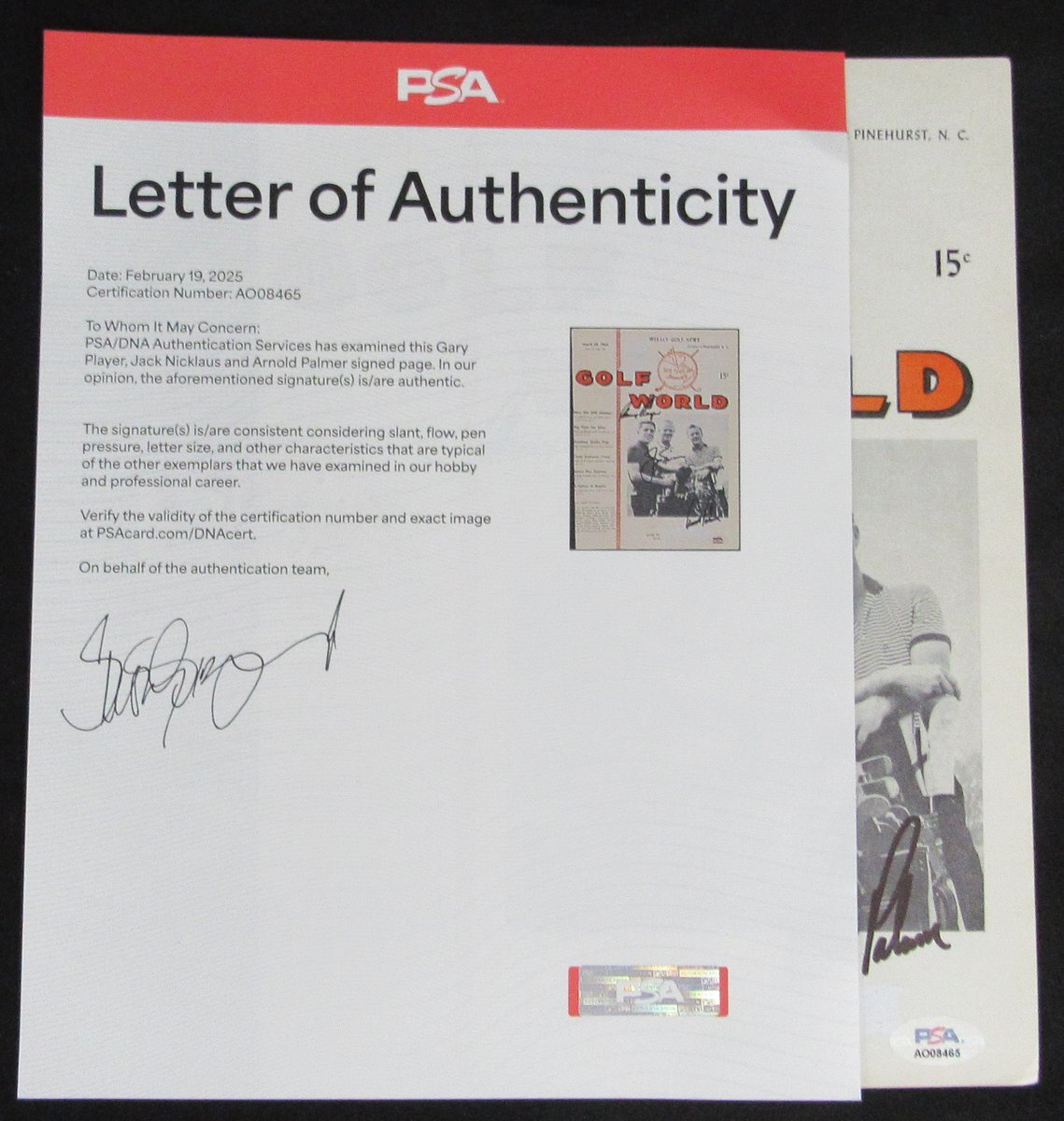 Arnold Palmer/Jack Nicklaus/Gary Player Signed