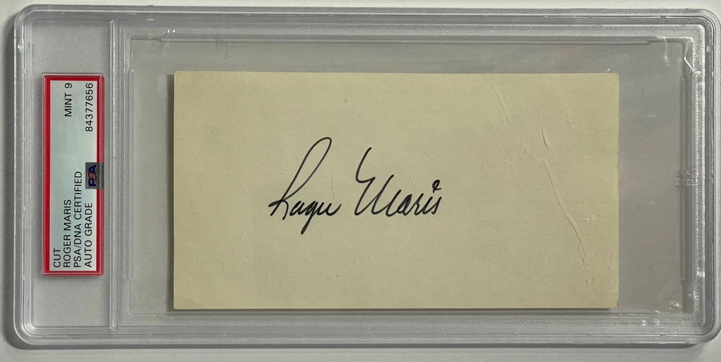 Roger Maris Autographed 3X6 Index Card Psa 9