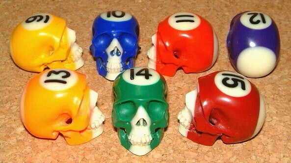 Lee Downey - Skull Sculpture Billiard Balls Rare Custom Made Jewelry Hand Carved