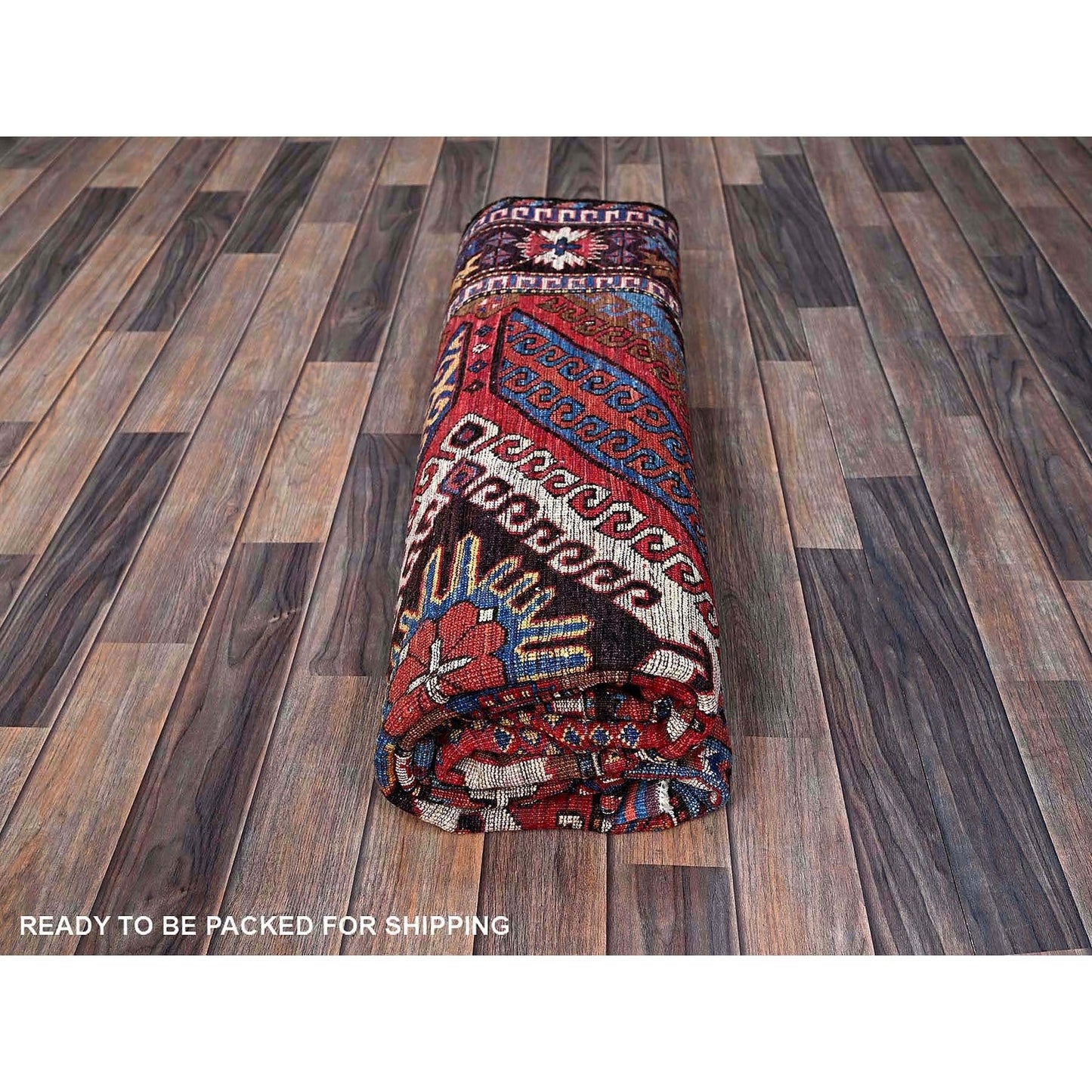 6'2"X7'7" Colorful Afghan Caucasian Design Revival Hand Knotted Wool Rug