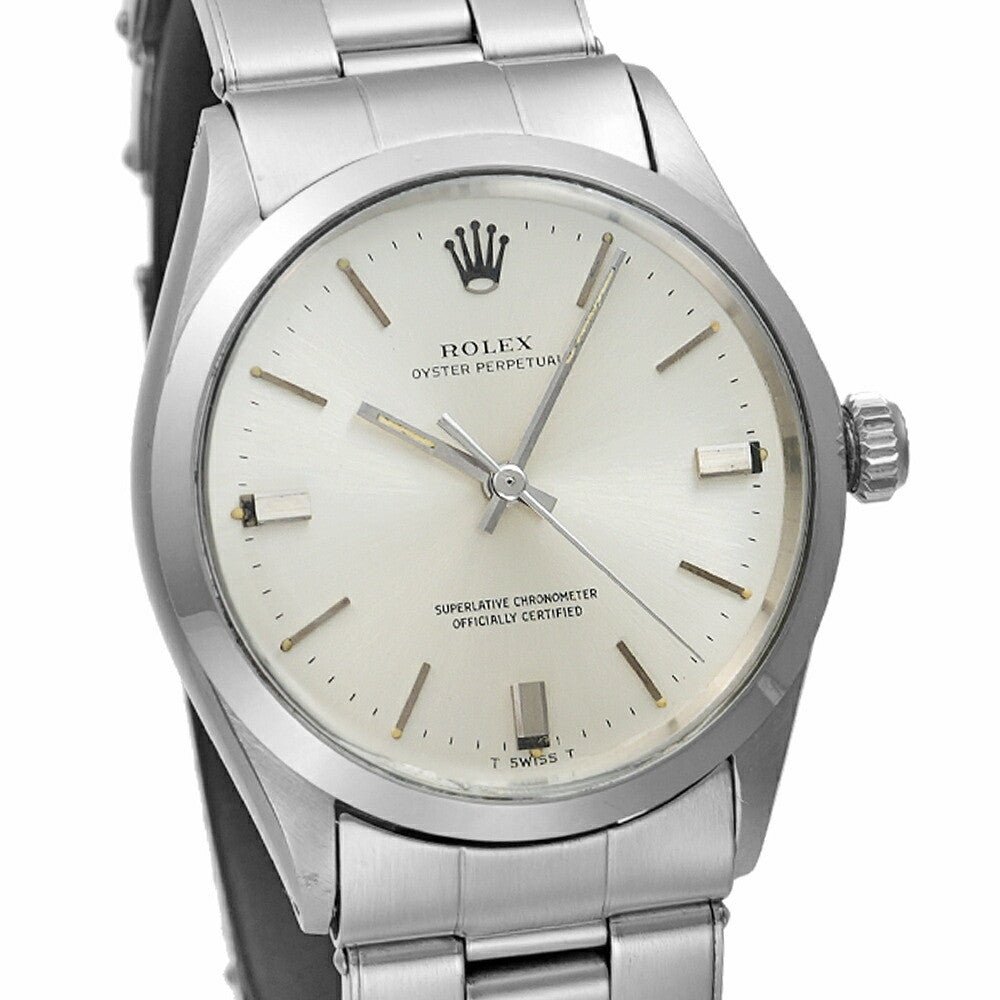 Rolex Oyster Perpetual 1002 Silver Case Size 34Mm34Mm Men'S Used Watch #24174