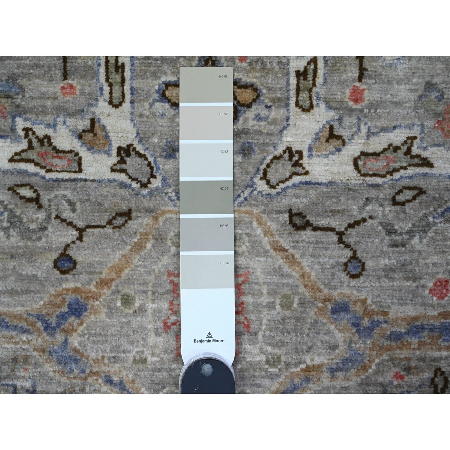 4'X12' Pastel Gray Fine Aryana Collection Wide Runner Oriental Rug