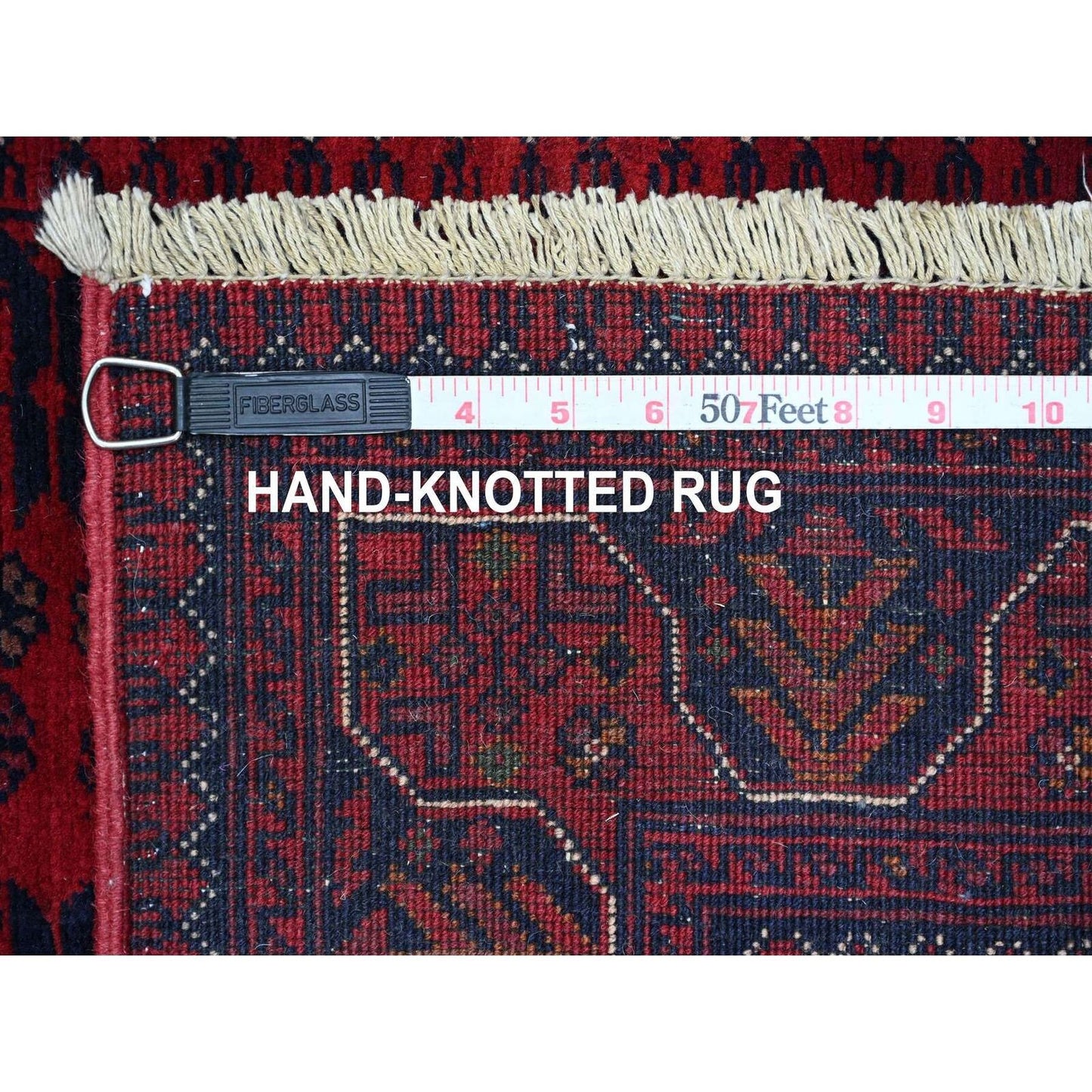 2'7"X9'5" Rich Red Afghan Khamyab Soft Wool Hand Knotted Runner Rug