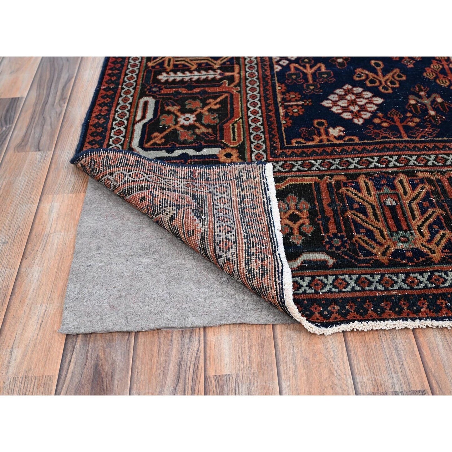 8'1"X11'3" Ochre Red Hand Knotted Vintage Pure Wool Joshagan Cleaned Rug
