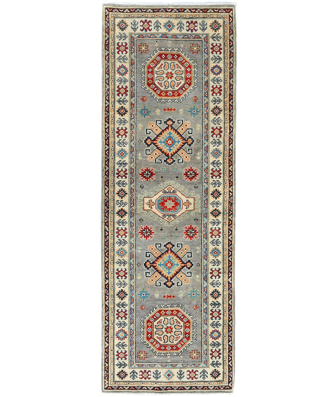 Geometric Tribal Kazak Runner Rug Oriental