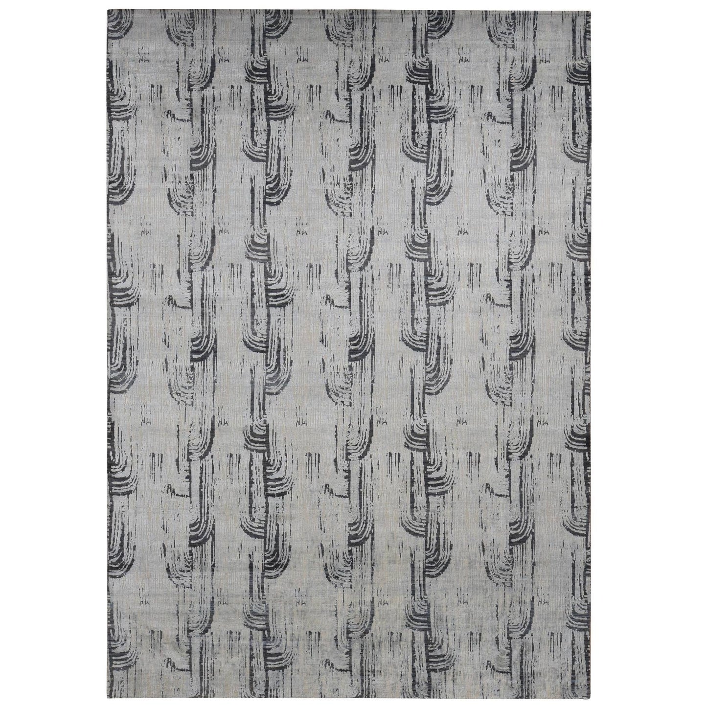 10'X14'5" Gray The Cane Design Silk With Wool Hand Knotted Rug