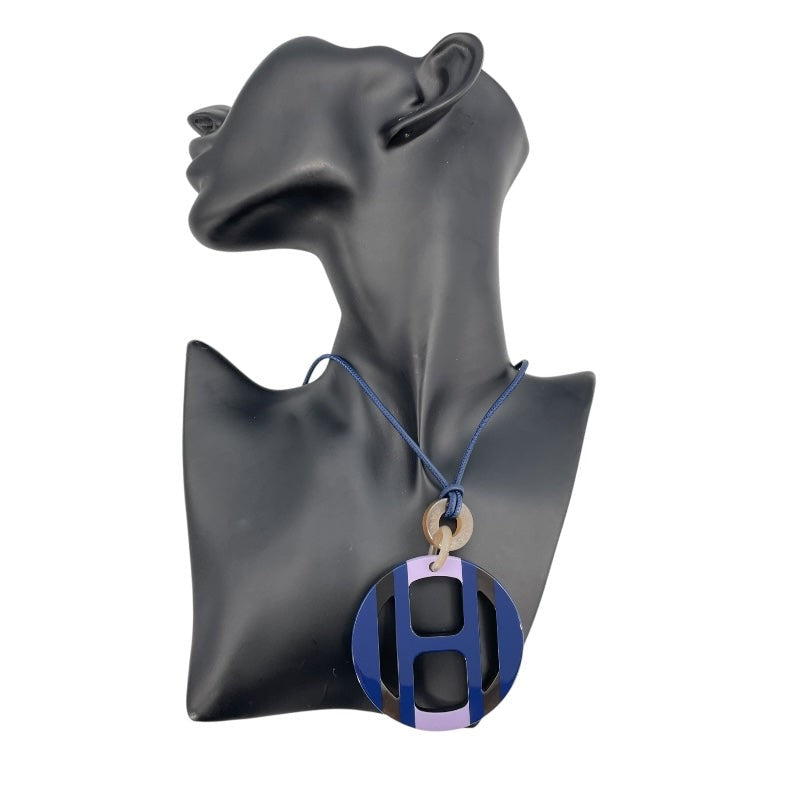 Hermes H Equipe Necklace Lila Sv Clasp Buffalo Horn