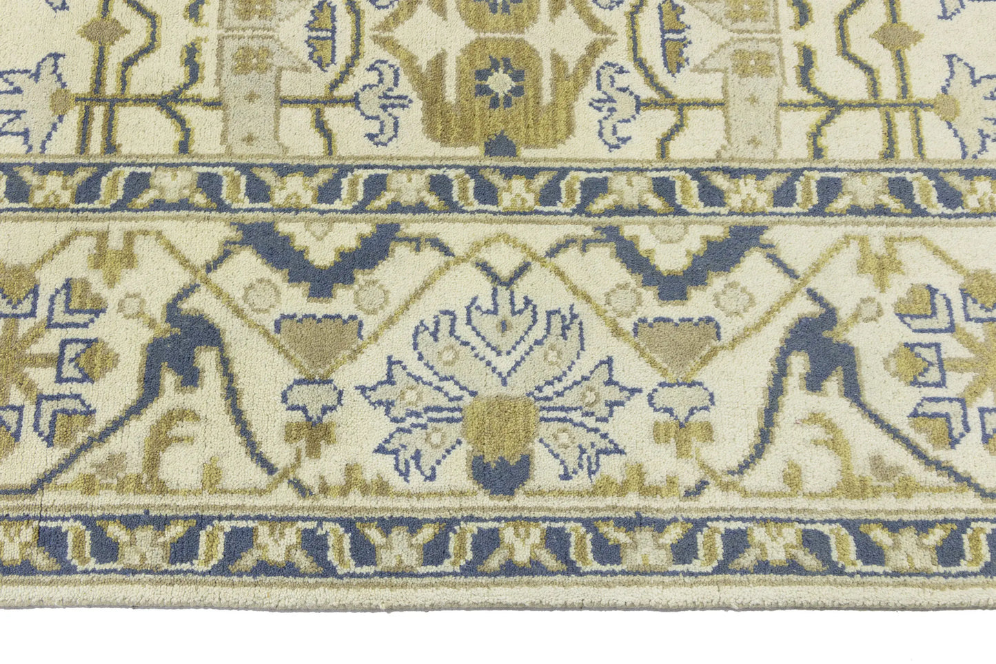 Handmade Oushak Oriental Rug Wool Carpet Floral