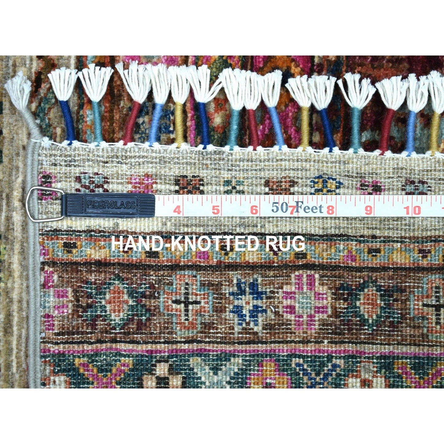 2'9"X7'10" Hand Knotted Beige Super Kazak Khorjin Design Wool Runner Rug