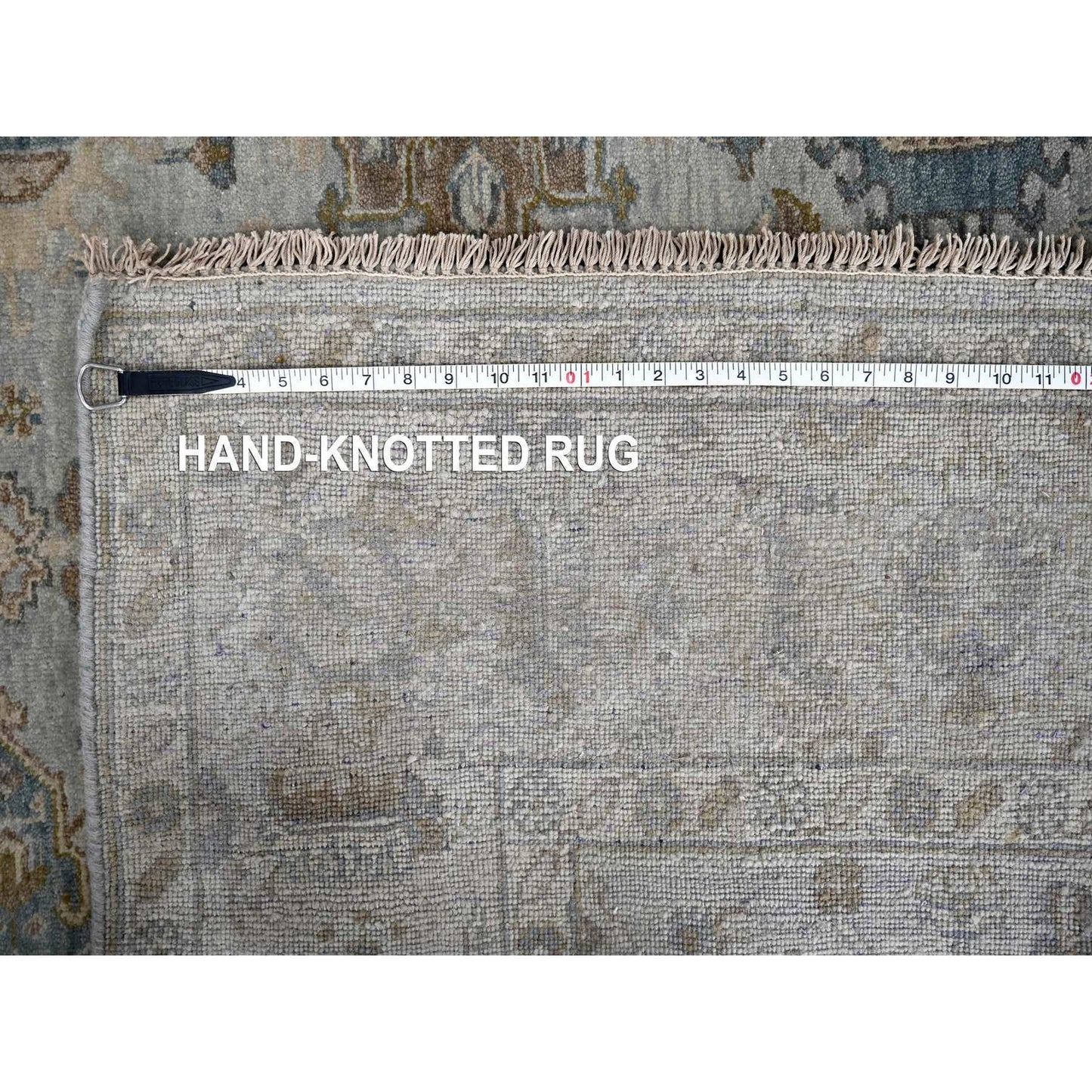 6'X9' Misty Gray, Pure Wool, Hand Knotted, Karjihooz Design Oriental Rug