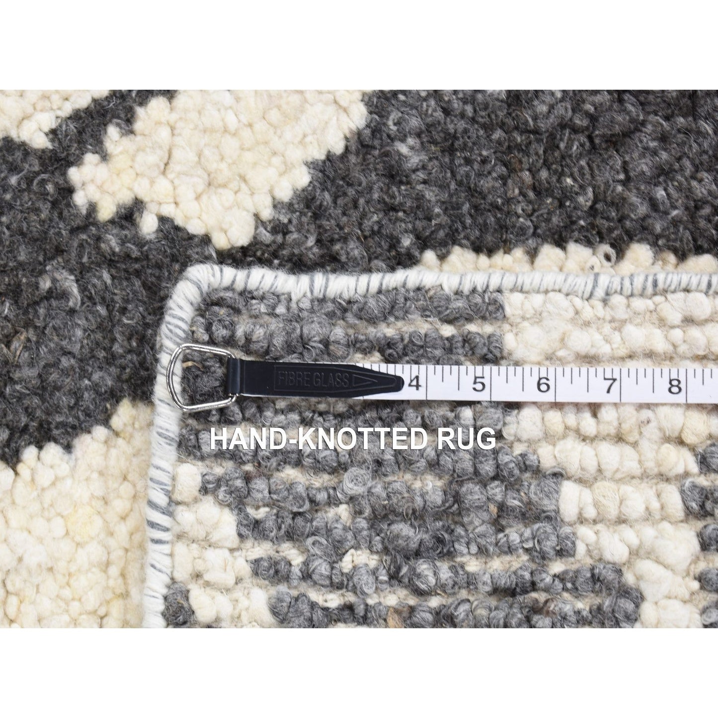 3'X3' Black Tone On Tone Modern Design Wool Hand Knotted Rug