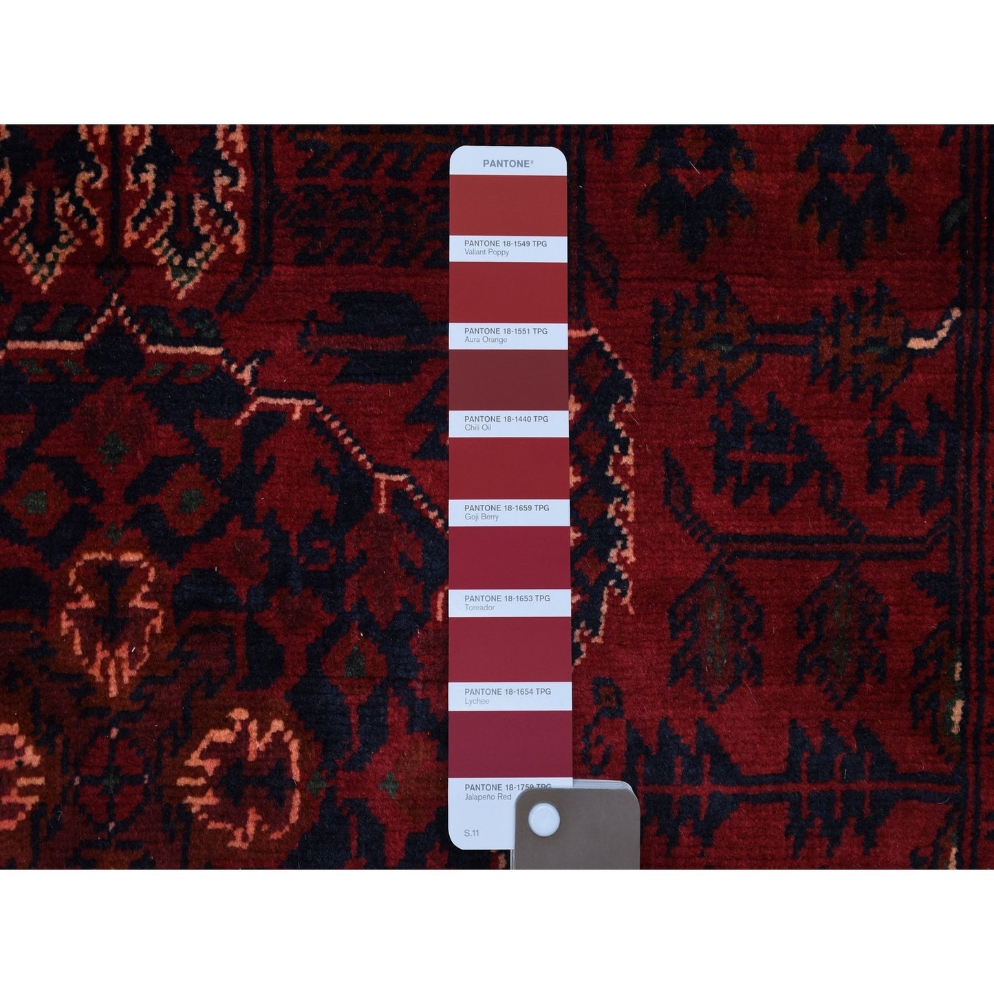 3'3"X4'10" Hand Made Saturated Red Wool Afghan Khamyab Tribal Design Rug