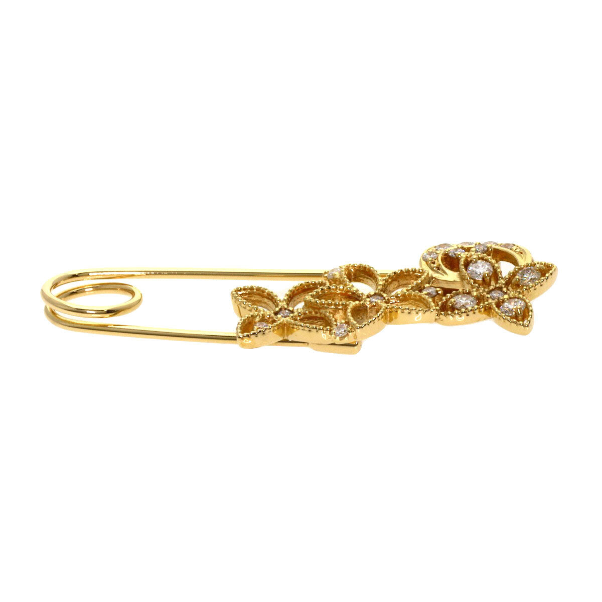 0.3ct Diamond Brooch K18 Yellow Gold 3.8g