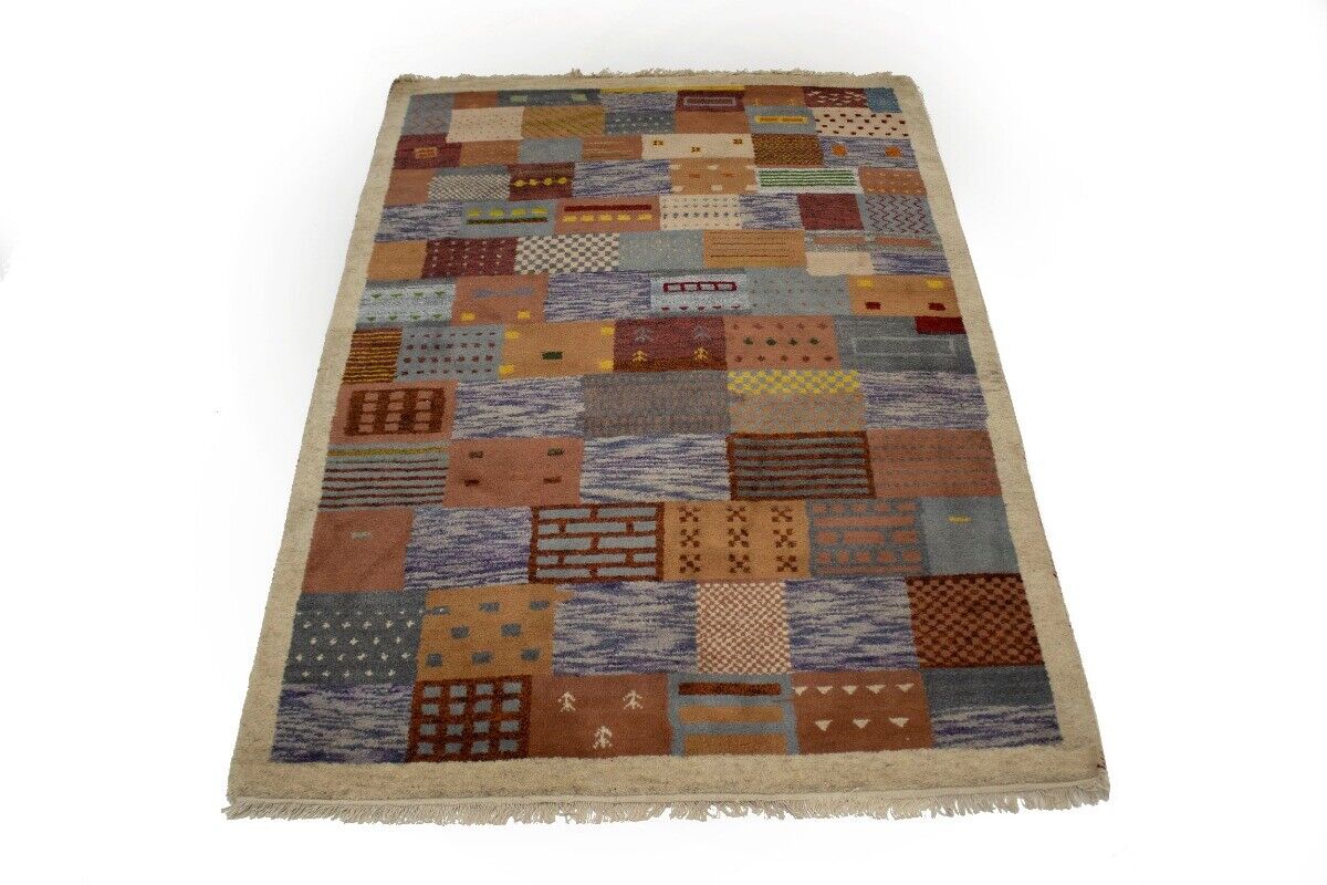 Handmade Tribal Checker Design Indo-Gabbeh Rug