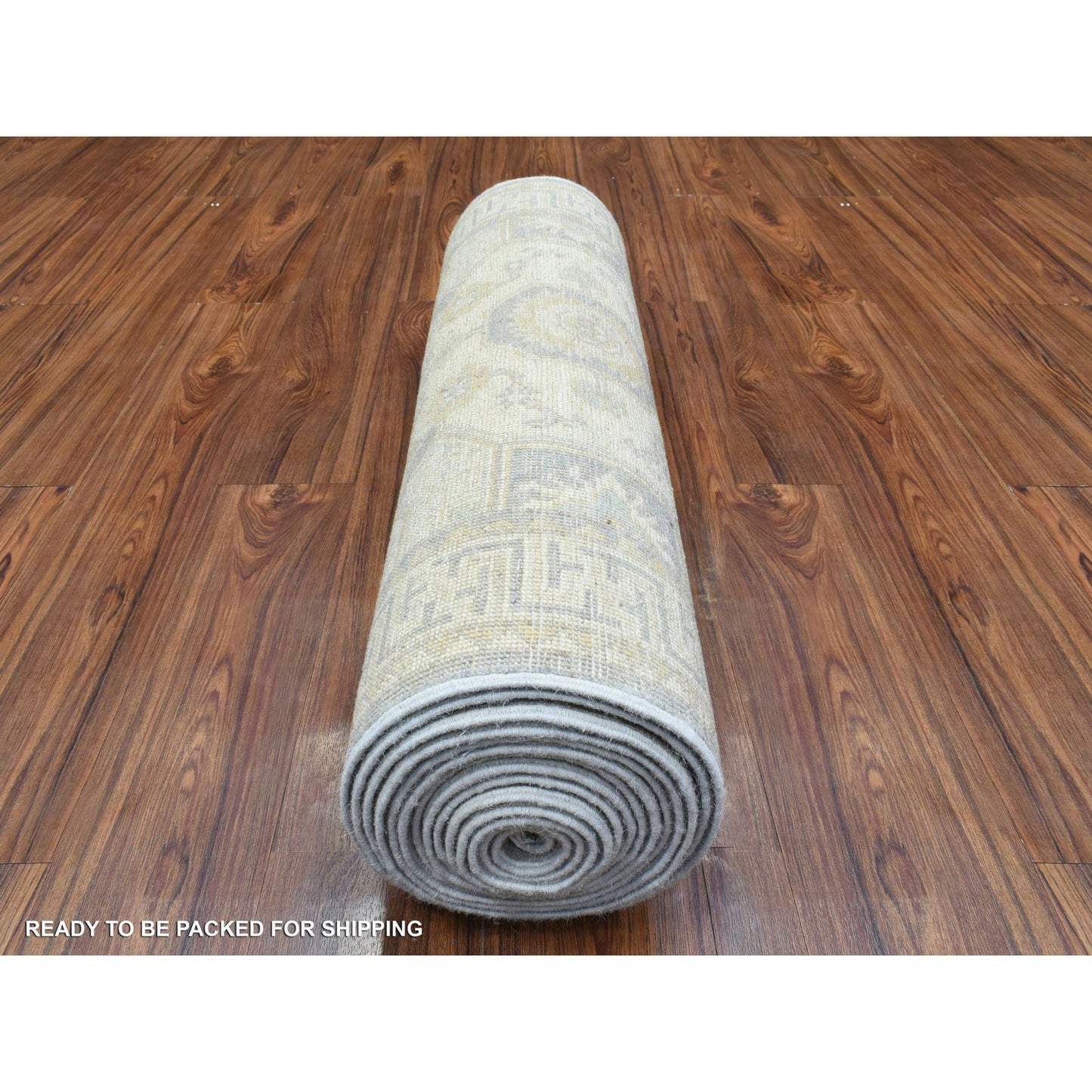 2'9"X18'9" Cream White Wash Peshawar Wool Hand Knotted Xl Runner Rug