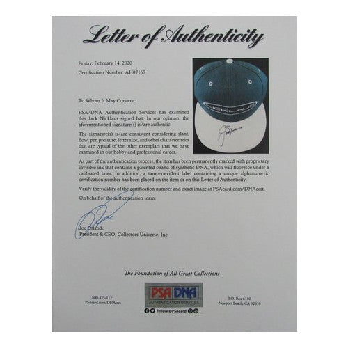 Jack Nicklaus Signed New Era Air Bear Fitted Golf Hat Size 7 1/4 Psa/Dna 190293