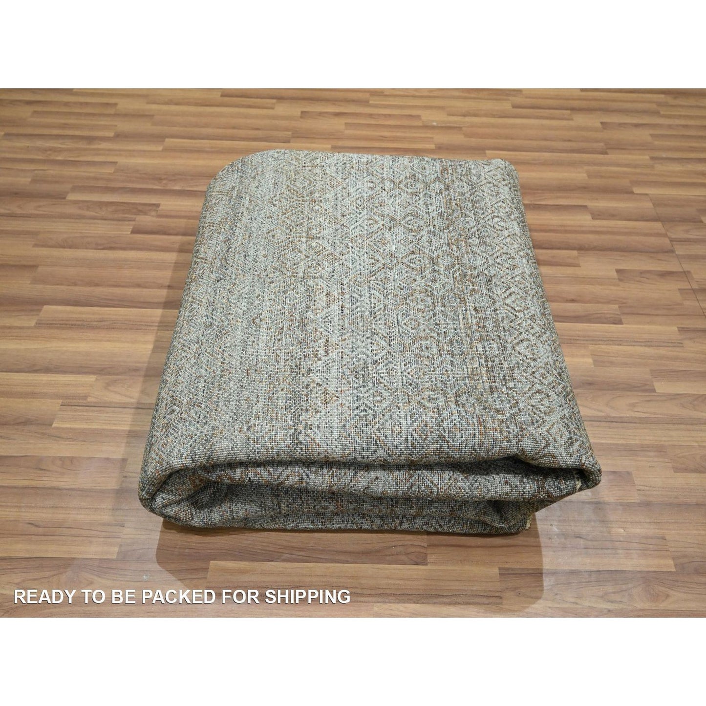8'X10' Brown Kohinoor Soft Wool Hand Knotted Rug Small Geometric Design