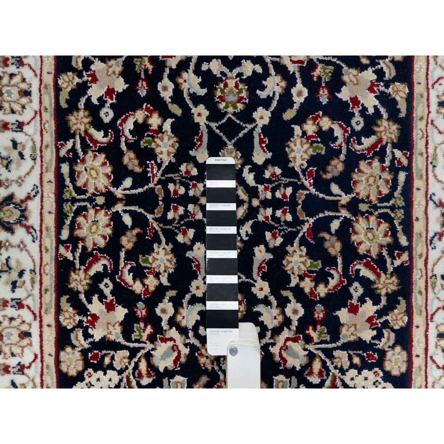 2'7"X16' Blue Nain Floral Design Wool And Silk Hand Knotted Runner Rug