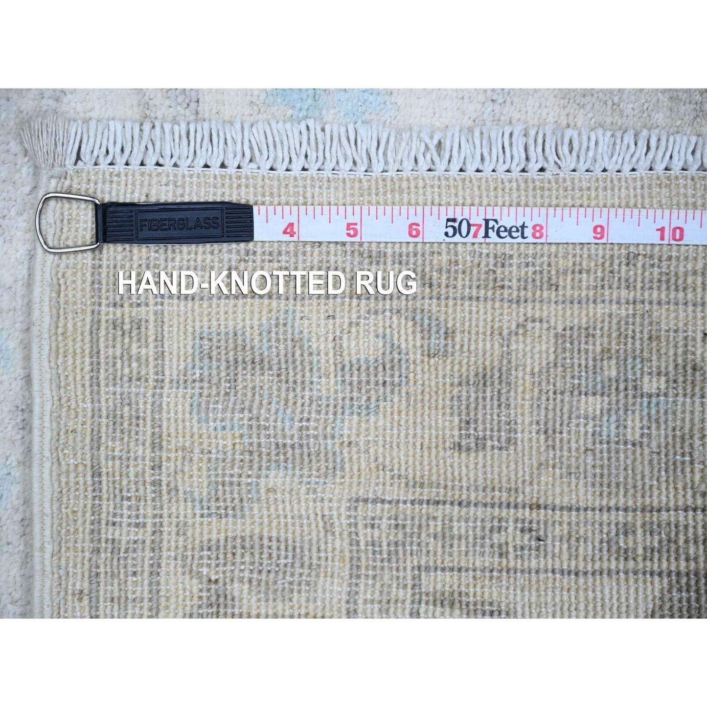 2'9"X9'5" Stone White Wool White Wash Peshawar Hand Knotted Runner Rug