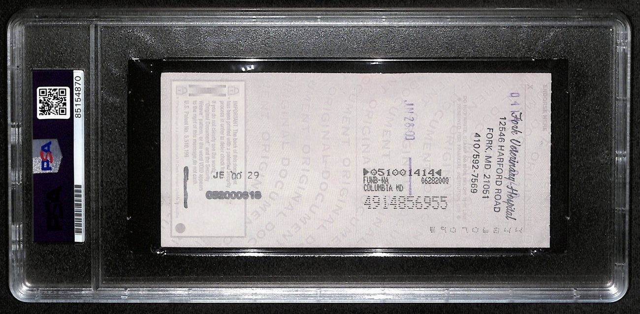 Johnny Unitas Hof Signed/Auto 2000 Bank Check