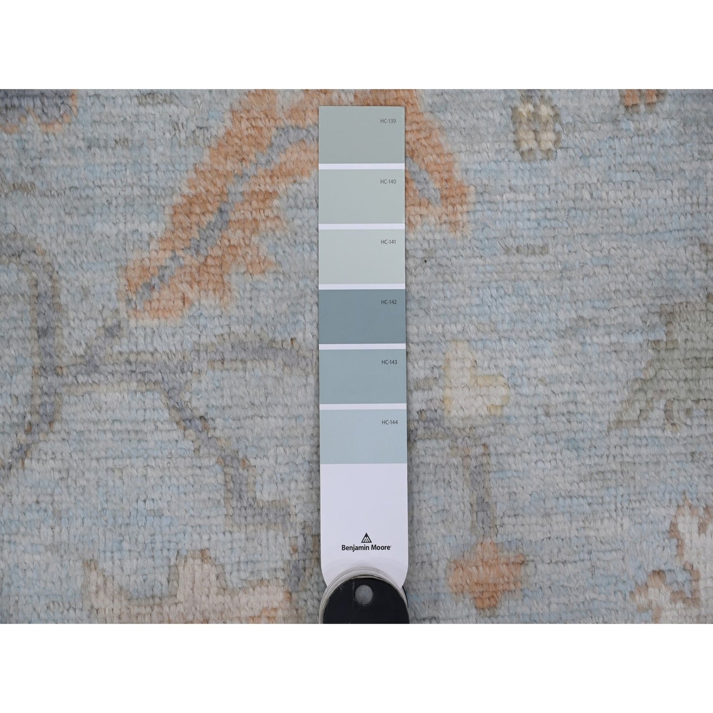 7'9"X9'9" Beau Blue Faded Out Angora Oushak Wool Weft Oriental Rug
