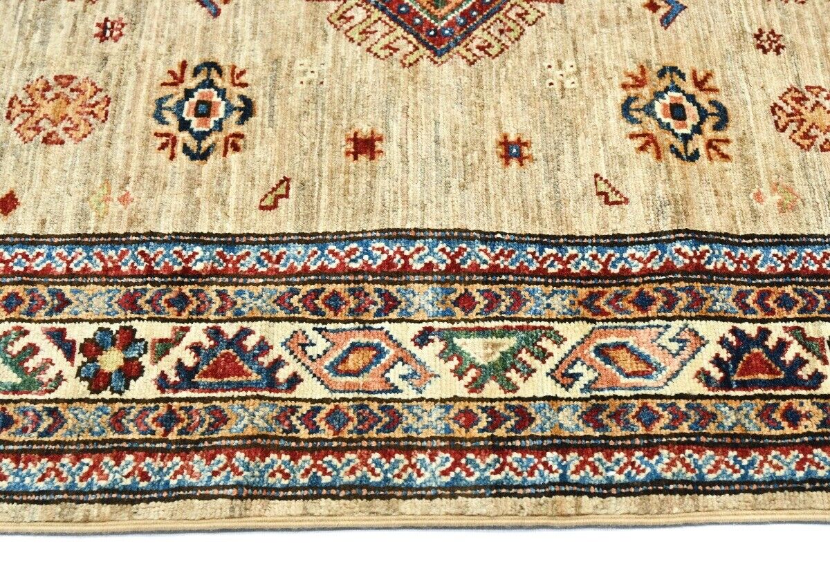 4X6 Ft Kazak Wool Area Rug Tribal Geometric Style