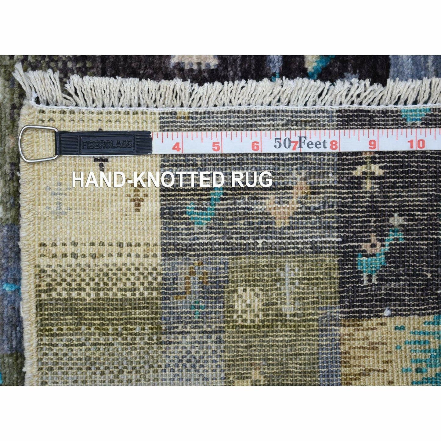 4'X5'10" Gray Hand Knotted Afghan Kashkuli Gabbeh Hand Spun Wool Rug