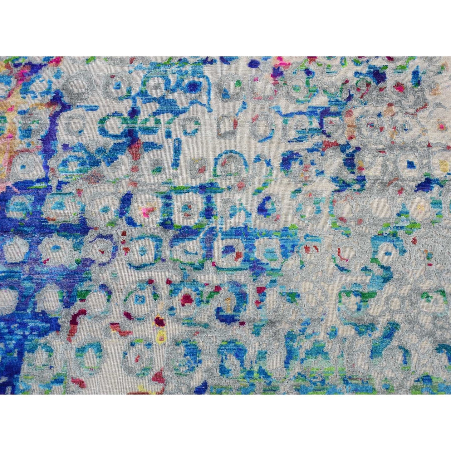 5'1"X7' Sapphire Blue The Peacock Sari Silk Hand Knotted Oriental Rug