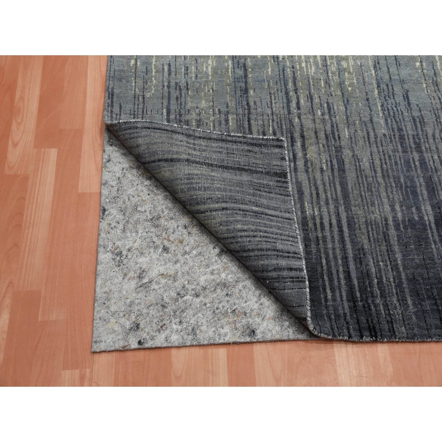6'1"X9'2" Gray Modern Ombre Design Pure Wool Hand Knotted Rug