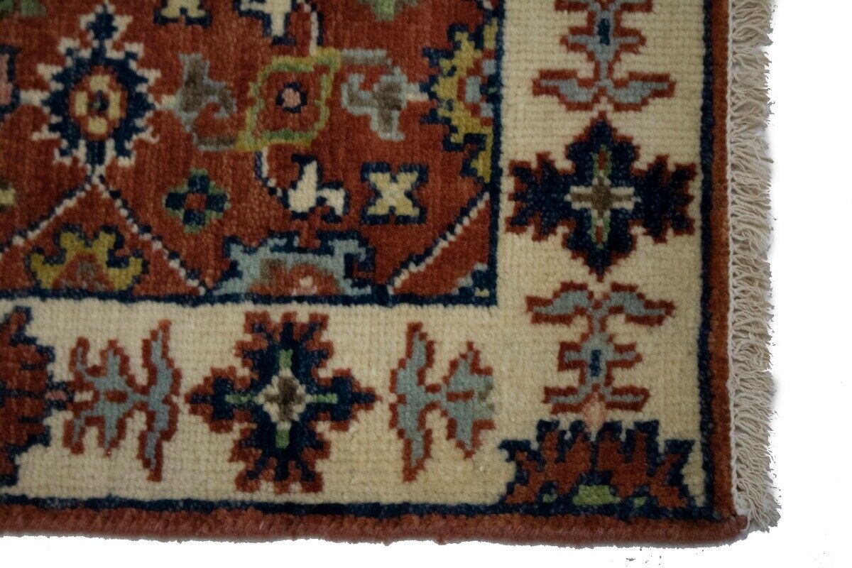 Small Hand-Knotted Floral Area Rug Oriental