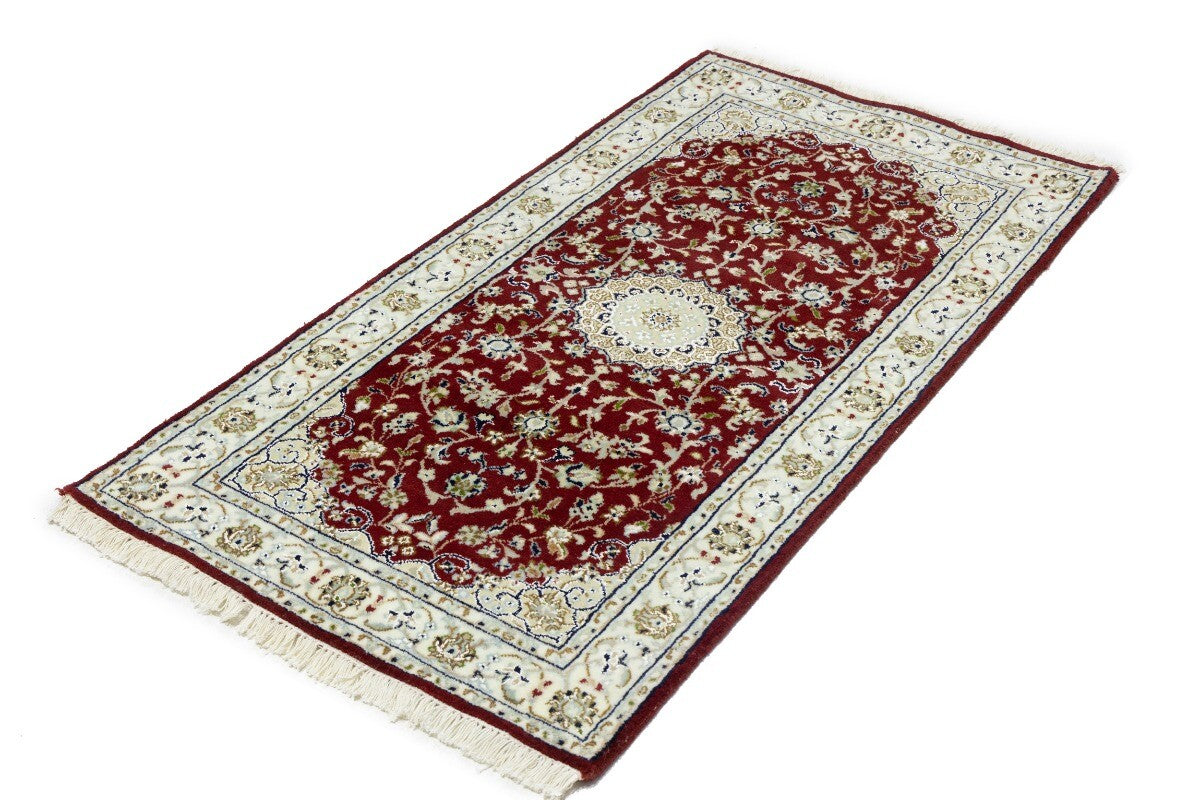 Handmade Indo-Nain Oriental Rug Classic Red
