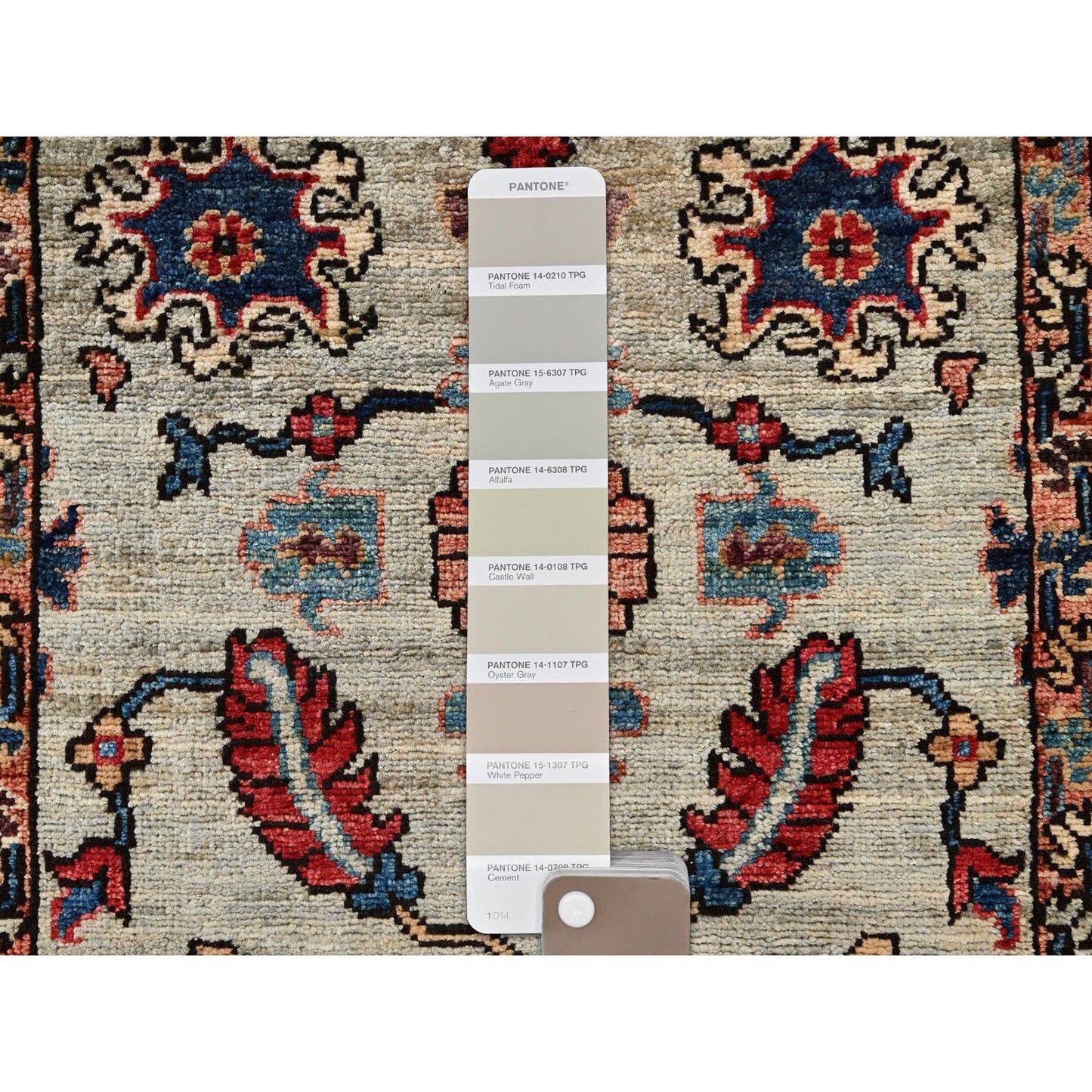 2'10"X15' Oyster Gray Heris Design Soft Wool Hand Knotted Xl Runner Rug