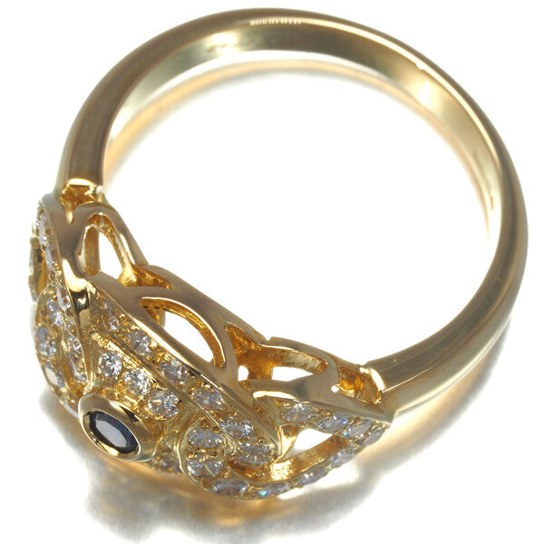 Garrard Ring Sapphire Diamond One One Two Us6 18K 750 Yellow Gold