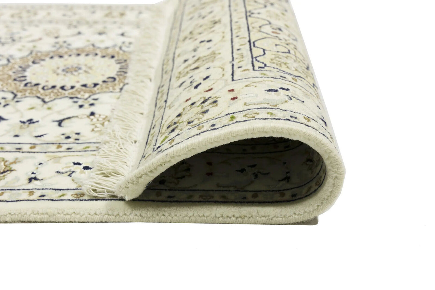 Indo-Nain Hand-Knotted Wool Oriental Rug Classic
