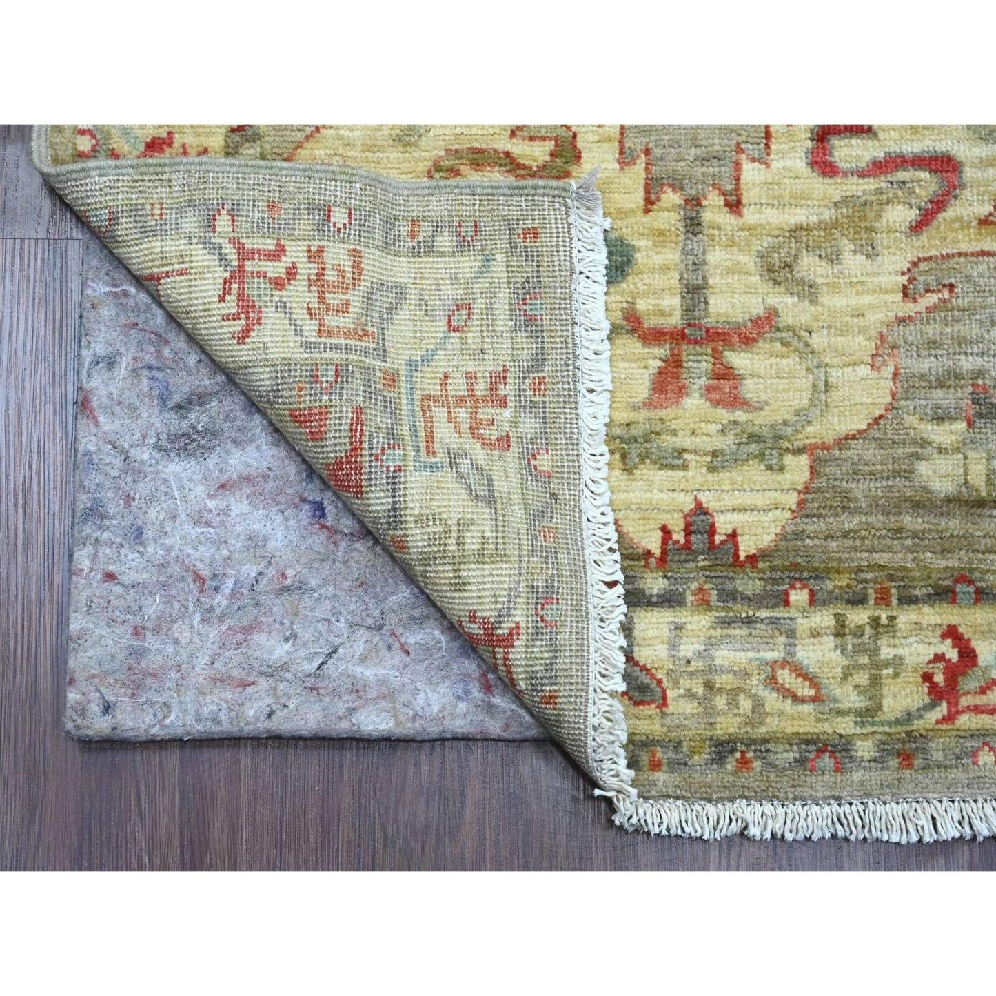 2'7"X7'7" Gray Heris With Dragon Design Pure Wool Hand Knotted Runner Rug