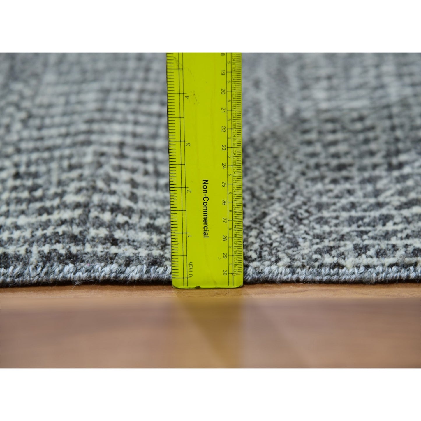 4'X10'2" Gray Modern Undyed Wool Grass Hand Knotted Wide Runner Rug