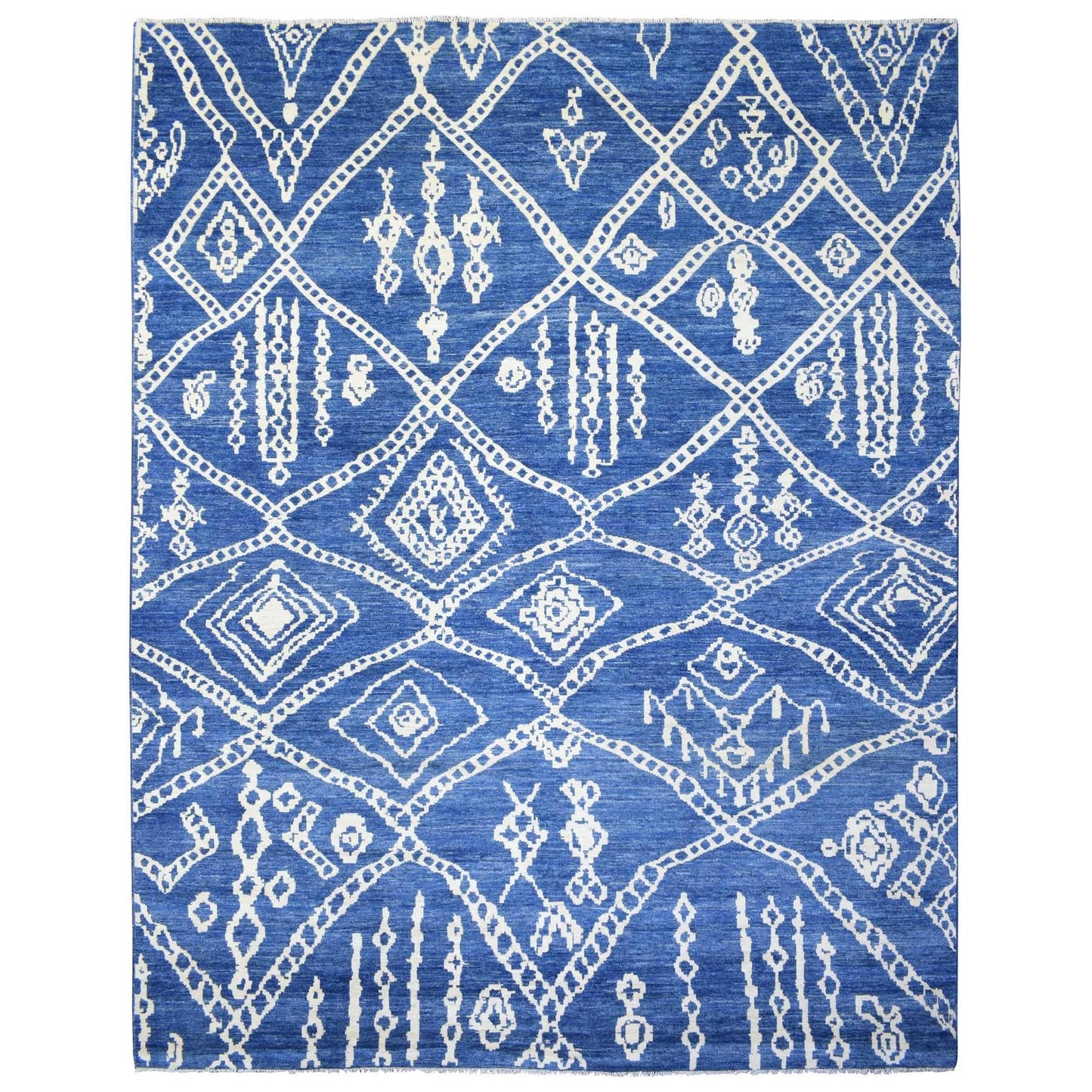 12'2"X15'2" Blue Boujaad Moroccan Berber Wool Hand Knotted Oversized Rug