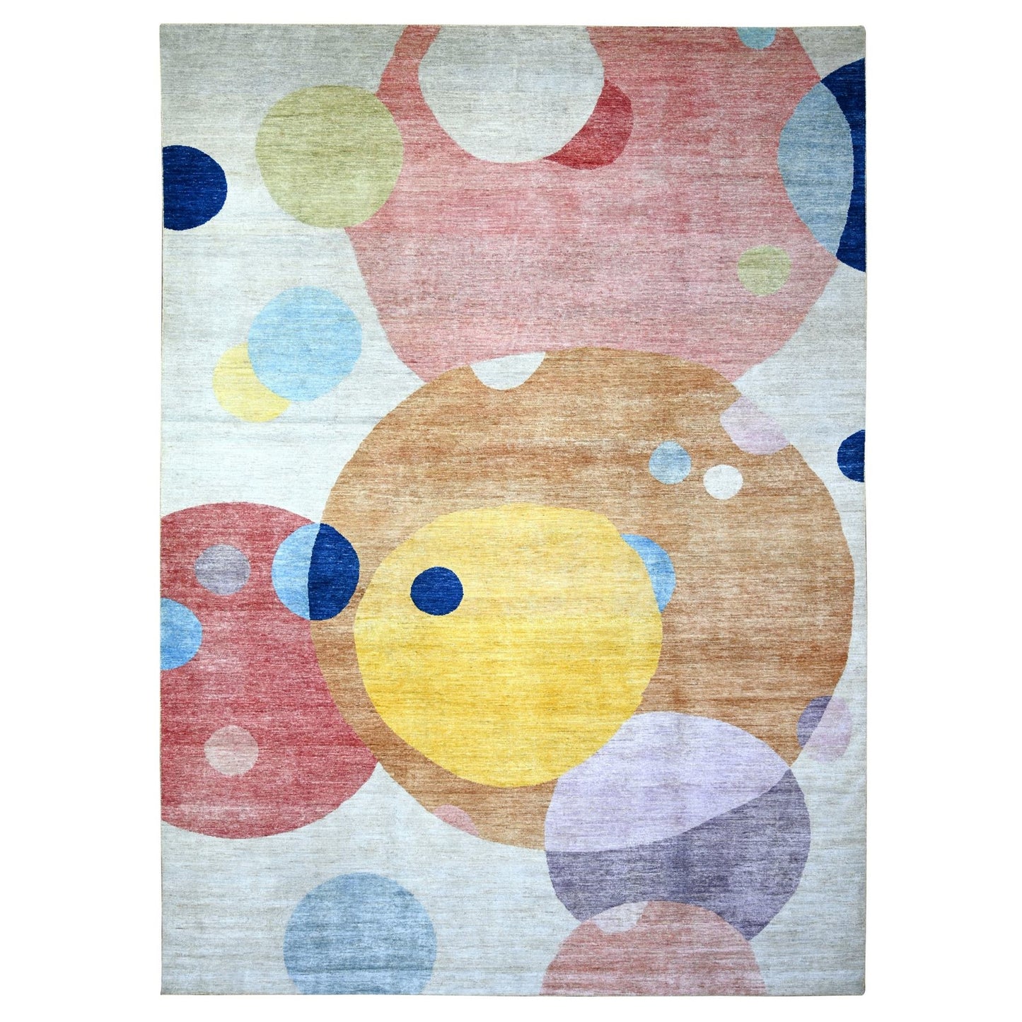 10'X13'9" Colorful The Circles Design Wool Hand Knotted Oriental Rug