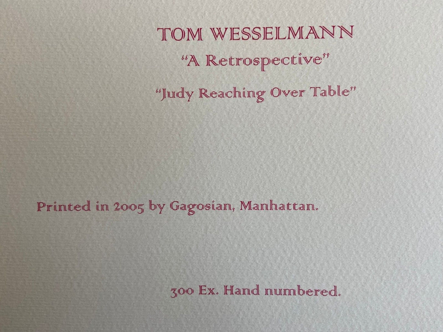 Tom Wesselmann Lithograph Coa Original Signed