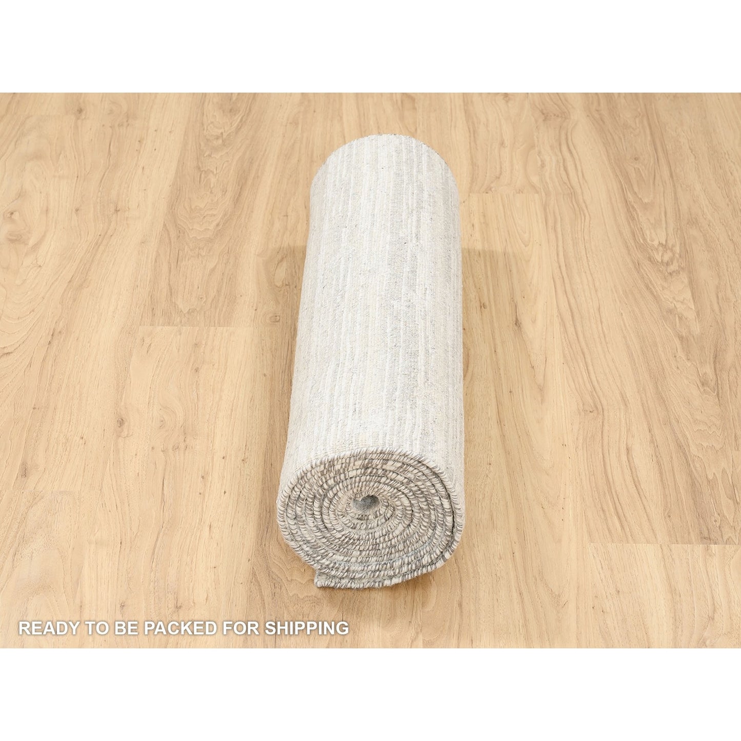 2'7"X12' Hand Spun Undyed Natural Wool Modern Ivory Runner Rug