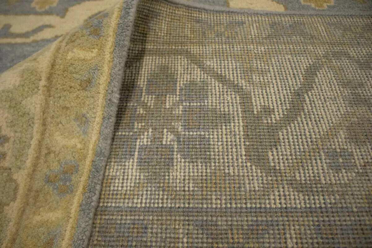 Handmade Oushak Oriental Rug Muted Gray Floral