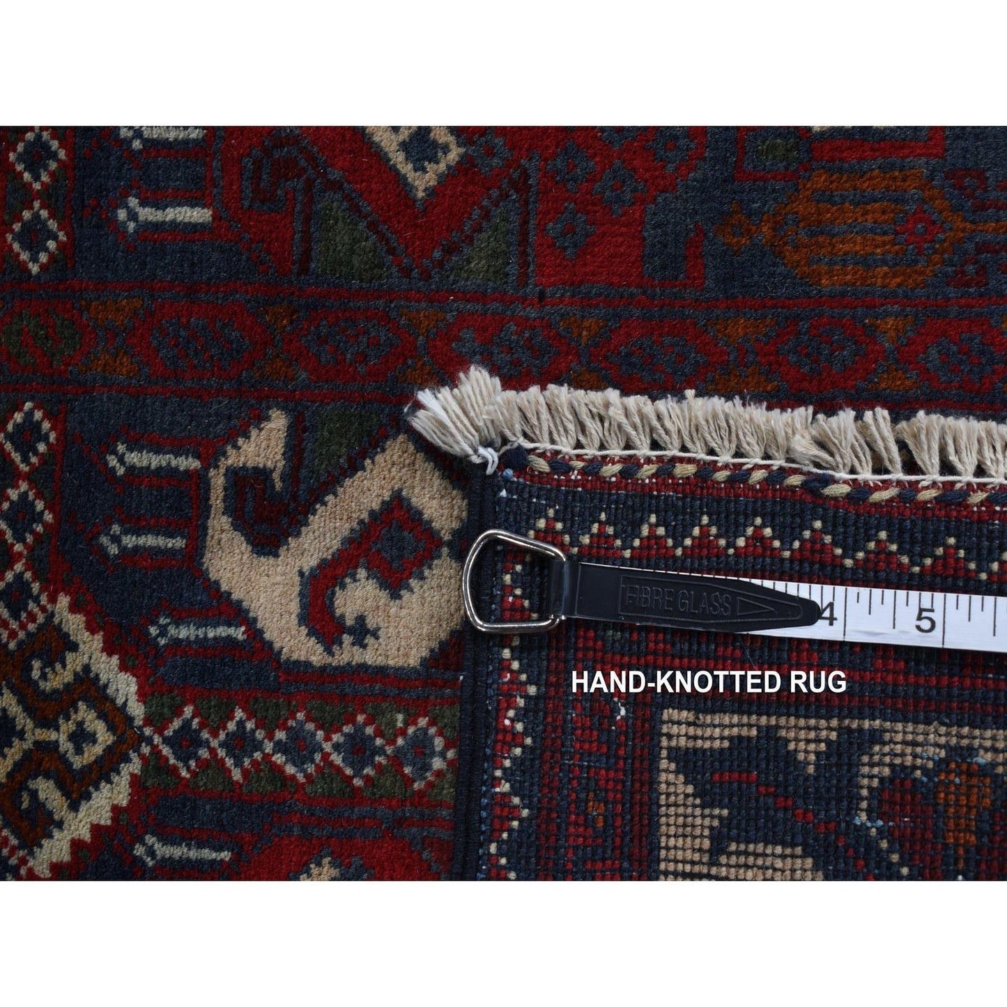 2'6"X9'3" Falu Red Afghan Khamyab Shiny Wool Hand Knotted Runner Rug