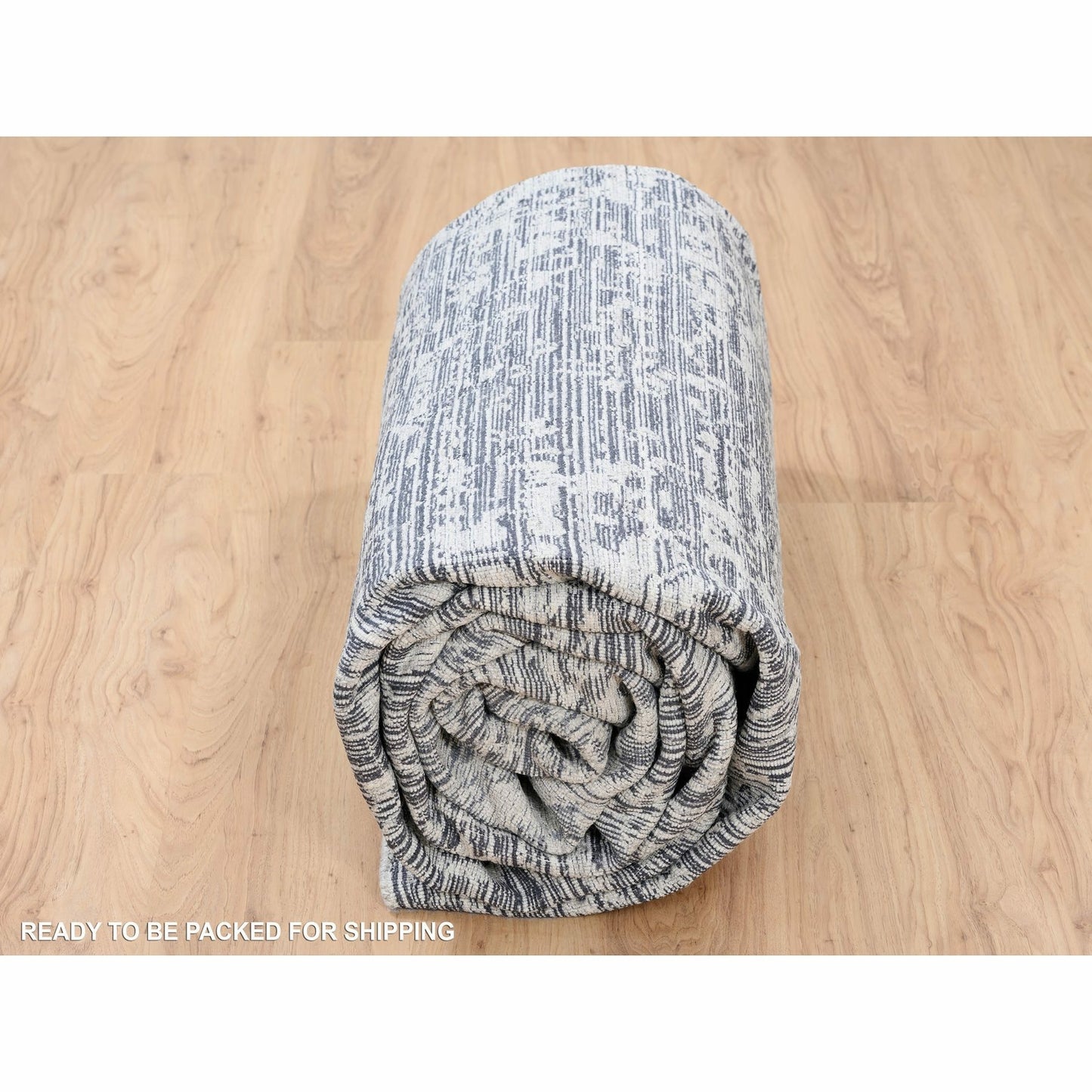 9'X11'10" Black Serapi Heris Design Wool And Silk Hand Loomed Rug